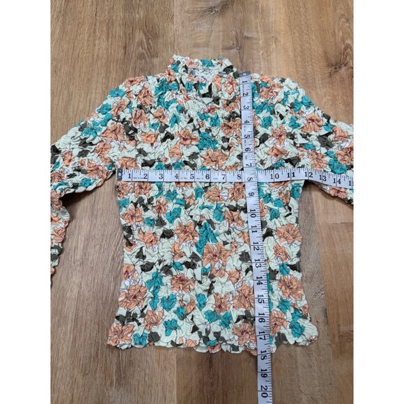 Anthropologie Dolan Top Small Pebble Smocked Left Coast Floral Turtleneck XXS - Picture 7 of 9